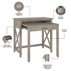 Bush Furniture Key West 36" Pull-Out Writing Desk, Washed Gray (KWD136WG-03) - Laminated Wood Desk for Home or Office -Computer Office Desks Shop unnamed file 5405
