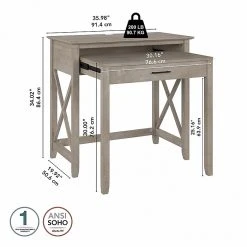 Bush Furniture Key West 36" Pull-Out Writing Desk, Washed Gray (KWD136WG-03) - Laminated Wood Desk for Home or Office -Computer Office Desks Shop unnamed file 5406
