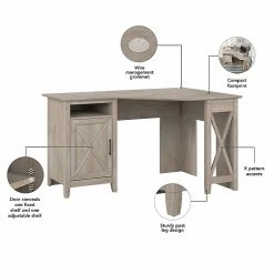 Bush Furniture Key West 54" Corner Computer Desk With Storage | Washed Gray | Laminated Wood -Computer Office Desks Shop unnamed file 5412