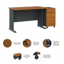Bush Business Furniture Cubix 48W Desk With Mobile File Cabinet - Natural Cherry/Slate (SRA025NCSU) 10 Bush Business Furniture Cubix 48W Desk With Mobile File Cabinet - Natural Cherry/Slate (SRA025NCSU) -Computer Office Desks Shop unnamed file 5419