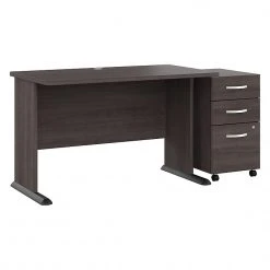 Bush Business Studio A 48"W Laminated Wood Computer Desk with 3-Drawer Mobile File Cabinet, Storm Gray - STA001SGSU