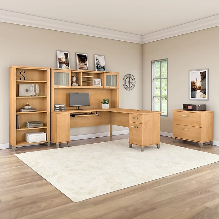 Bush Furniture Somerset 72W L Shaped Desk, Maple Cross (WC81410K) | Laminate Home Office Desk 6 Bush Furniture Somerset 72W L Shaped Desk, Maple Cross (WC81410K) | Laminate Home Office Desk - Image 6
