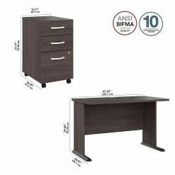 Bush Business Studio A 48"W Laminated Wood Computer Desk with 3-Drawer Mobile File Cabinet, Storm Gray - STA001SGSU -Computer Office Desks Shop unnamed file 5450