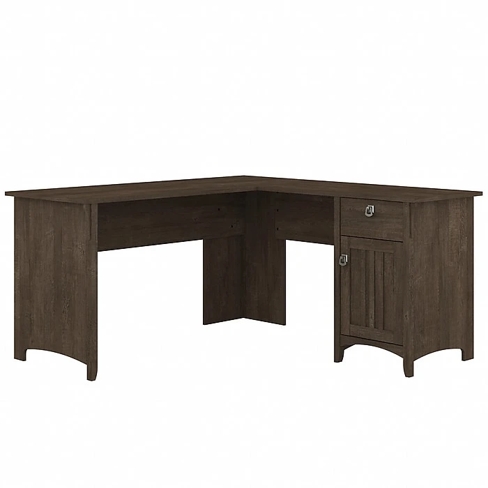 Bush Furniture Salinas 60" L-Shaped Desk, Ash Brown - Space-Saving Laminated Wood Office Desk 1 Bush Furniture Salinas 60" L-Shaped Desk, Ash Brown - Space-Saving Laminated Wood Office Desk