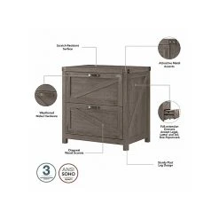 Kathy Ireland® Home Cottage Grove 60" L-Shaped Desk with File Cabinet in Restored Gray | Laminated Wood Office Furniture -Computer Office Desks Shop unnamed file 5488