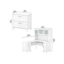 Bush Furniture Somerset 60"W L-Shaped Desk With Hutch & File Cabinet, White (SET008WH) - Durable Laminated Wood -Computer Office Desks Shop unnamed file 5520