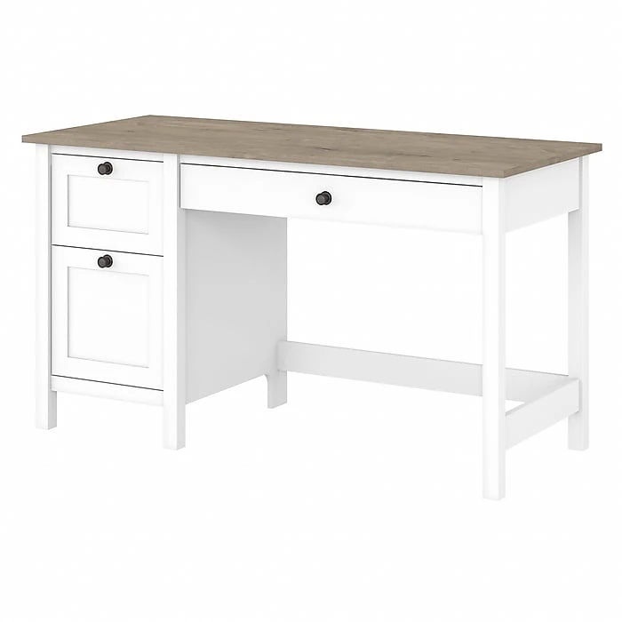 Bush Furniture Mayfield 54" Laminated Wood Computer Desk With Drawers - Pure White/Shiplap Gray 1 Bush Furniture Mayfield 54" Laminated Wood Computer Desk With Drawers - Pure White/Shiplap Gray