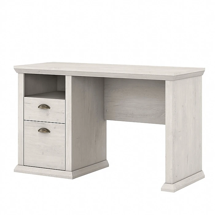Bush Furniture Yorktown 50" Laminated Wood Home Office Desk with Storage, Linen White Oak (WC40423-03) 1 Bush Furniture Yorktown 50" Laminated Wood Home Office Desk with Storage, Linen White Oak (WC40423-03)