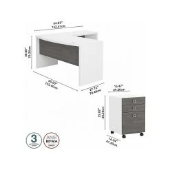 Kathy Ireland® Echo 60"W L-Shaped Bow Front Desk with Mobile File Cabinet, Pure White/Modern Gray - Stylish & Functional Office Furniture -Computer Office Desks Shop unnamed file 5556
