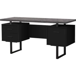 Monarch 60" Laminated Wood Computer Desk, Black/Gray (I 7415) - Modern Workspace Solution