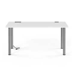 Union & Scale Essentials 60" Powered Computer and Writing Desk, White - Stylish Laminate Design