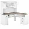 Bush Furniture Fairview 60" L-Shaped Desk With Hutch - Shiplap Gray/Pure White - Durable Laminated Wood Office Furniture