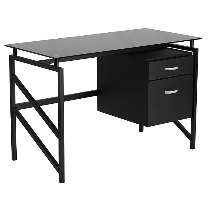 Flash Furniture 46" Black Glass Computer Desk - Stylish & Durable (NANWK036) 1 Flash Furniture 46" Black Glass Computer Desk - Stylish & Durable (NANWK036)