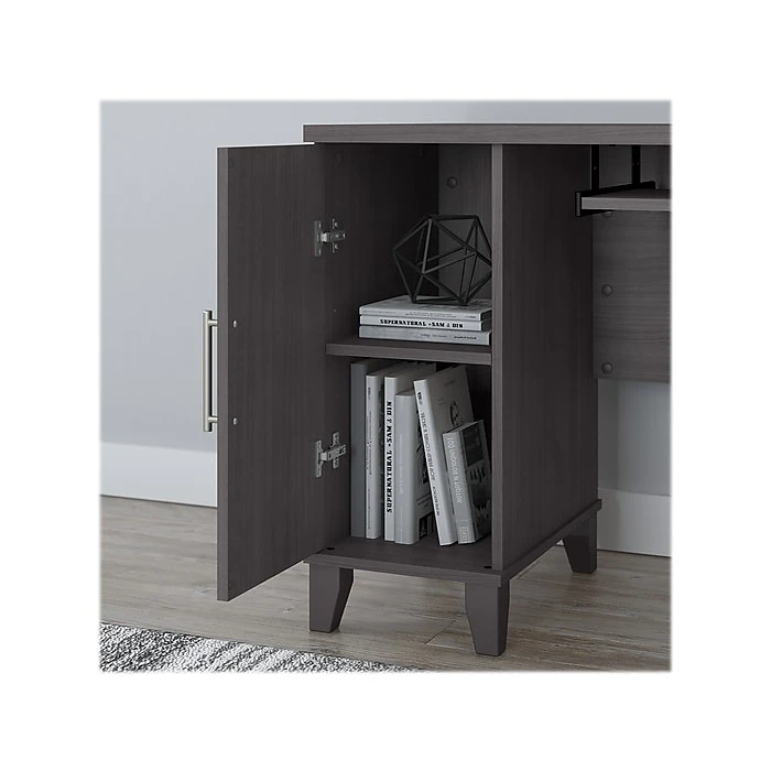 Bush Furniture Somerset 72"W L-Shaped Desk with Hutch, Lateral File Cabinet, and Bookcase – Storm Gray (SET012SG) 6 Bush Furniture Somerset 72"W L-Shaped Desk with Hutch, Lateral File Cabinet, and Bookcase – Storm Gray (SET012SG) - Image 6