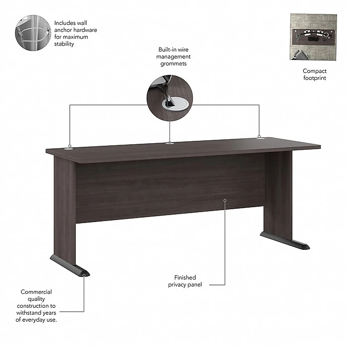 Bush Business Furniture Studio A 72"W Laminated Wood Computer Desk, Storm Gray (SDD172SG) - Durable & Stylish Workspace 3 Bush Business Furniture Studio A 72"W Laminated Wood Computer Desk, Storm Gray (SDD172SG) - Durable & Stylish Workspace - Image 3