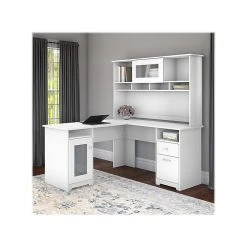 Bush Furniture Cabot 60" L-Shaped Computer Desk with Hutch, White (CAB001WHN) - Durable Laminated Wood Desk -Computer Office Desks Shop unnamed file 5672