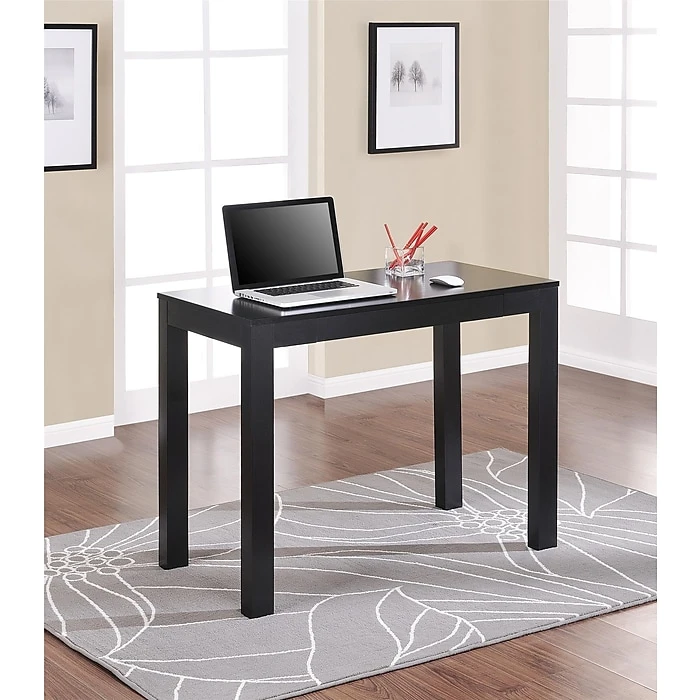 Ameriwood Home Parsons 39"W Black Laminate Desk with Drawer, Stylish & Functional Workspace Furniture 4 Ameriwood Home Parsons 39"W Black Laminate Desk with Drawer, Stylish & Functional Workspace Furniture - Image 4