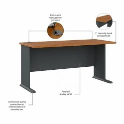 Bush Business Furniture Cubix 60W Laminated Wood Desk - Natural Cherry/Slate (WC57460) -Computer Office Desks Shop unnamed file 5709