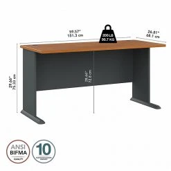 Bush Business Furniture Cubix 60W Laminated Wood Desk - Natural Cherry/Slate (WC57460) -Computer Office Desks Shop unnamed file 5710