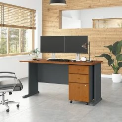 Bush Business Furniture Cubix 60W Laminated Wood Desk - Natural Cherry/Slate (WC57460) -Computer Office Desks Shop unnamed file 5712