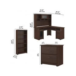 Bush Furniture Cabot 60" L-Shaped Desk With Hutch, 5-Shelf Bookcase & Lateral File Cabinet, Modern Walnut (CAB010MW) - Space-Saving Office Furniture 9 Bush Furniture Cabot 60" L-Shaped Desk With Hutch, 5-Shelf Bookcase & Lateral File Cabinet, Modern Walnut (CAB010MW) - Space-Saving Office Furniture -Computer Office Desks Shop unnamed file 5735