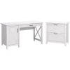 Bush Furniture Key West 54"W Laminated Wood Computer Desk with Storage & 2-Drawer File Cabinet, Pure White Oak (KWS008WT)