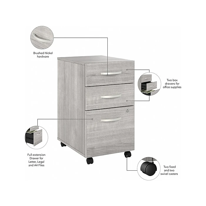 Bush Business Furniture Hybrid 72" W Laminated Wood Computer Table Desk with Storage & Mobile File Cabinet - Platinum Gray (HYB014PGSU) 4 Bush Business Furniture Hybrid 72" W Laminated Wood Computer Table Desk with Storage & Mobile File Cabinet - Platinum Gray (HYB014PGSU) - Image 4