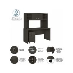 Office By Kathy Ireland® Echo 60"W Credenza Desk With Hutch And Mobile File Cabinet, Charcoal Maple (ECH006CM) - Elegant Laminated Wood Office Furniture -Computer Office Desks Shop unnamed file 5777