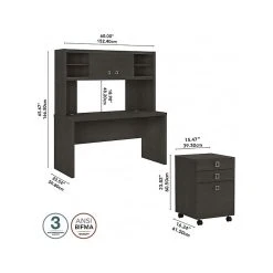 Office By Kathy Ireland® Echo 60"W Credenza Desk With Hutch And Mobile File Cabinet, Charcoal Maple (ECH006CM) - Elegant Laminated Wood Office Furniture -Computer Office Desks Shop unnamed file 5778