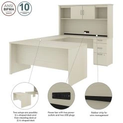 Bestar Logan 66W U or L-Shaped Executive Office Desk with Pedestal and Hutch - White Chocolate (46410-31) - Laminated Wood 13 Bestar Logan 66W U or L-Shaped Executive Office Desk with Pedestal and Hutch - White Chocolate (46410-31) - Laminated Wood -Computer Office Desks Shop unnamed file 5786