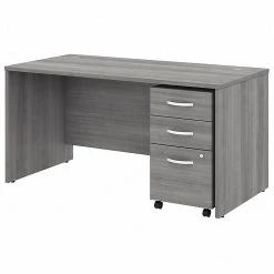Bush Business Furniture Studio C 60W X 30D Laminated Wood Office Desk with Mobile File Cabinet, Platinum Gray (STC014PGSU)