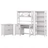 Bush Furniture Key West 48" Laminated Wood Computer Desk with Bookcase & File Cabinet, Washed Gray (KWS051WT)