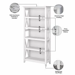 Bush Furniture Key West 48" Laminated Wood Computer Desk with Bookcase & File Cabinet, Washed Gray (KWS051WT) -Computer Office Desks Shop unnamed file 5869
