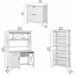Bush Furniture Key West 48" Laminated Wood Computer Desk with Bookcase & File Cabinet, Washed Gray (KWS051WT) -Computer Office Desks Shop unnamed file 5870