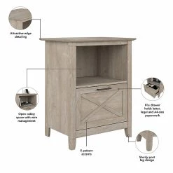 Bush Furniture Key West 34" Corner Desk With Bookcase & Lateral File Cabinet in Washed Gray – Space-Saving Laminated Wood Office Furniture -Computer Office Desks Shop unnamed file 5884