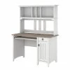 Bush Furniture Salinas 48" Computer Desk with Hutch - Shiplap Gray & Pure White | Laminated Wood Desk
