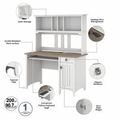 Bush Furniture Salinas 48" Computer Desk with Hutch - Shiplap Gray & Pure White | Laminated Wood Desk -Computer Office Desks Shop unnamed file 5892