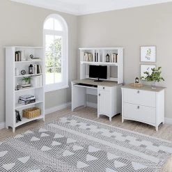 Bush Furniture Salinas 48" Computer Desk with Hutch - Shiplap Gray & Pure White | Laminated Wood Desk -Computer Office Desks Shop unnamed file 5897