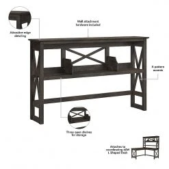 Bush Furniture Key West 60" L-Shaped Desk with Mobile 2-Drawer File Cabinet, Dark Gray Hickory | Laminated Wood Office Furniture -Computer Office Desks Shop unnamed file 5925