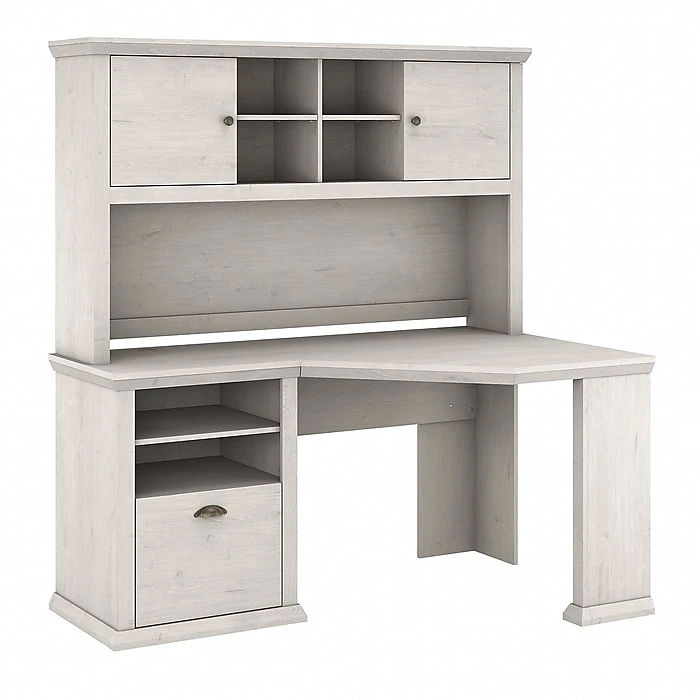 Bush Furniture Yorktown 60" Corner Desk With Hutch, Linen White Oak - Stylish & Functional Laminated Wood Desk 1 Bush Furniture Yorktown 60" Corner Desk With Hutch, Linen White Oak - Stylish & Functional Laminated Wood Desk