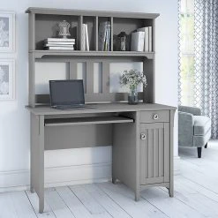 Bush Furniture Salinas Computer Desk with Hutch - Cape Cod Gray, Laminate Workspace | MY72308-03 -Computer Office Desks Shop unnamed file 595