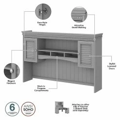Bush Furniture Fairview 60" L-Shaped Desk with Hutch - Cape Cod Gray | Laminated Wood Office Desk -Computer Office Desks Shop unnamed file 5950