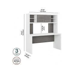 Bush Business Furniture Echo 60"W Credenza Desk With Hutch | Pure White/Modern Gray | Laminated Wood -Computer Office Desks Shop unnamed file 5958