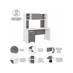 Office By Kathy Ireland® Echo 60"W Credenza Desk With Hutch & Mobile File Cabinet, Pure White/Modern Gray - Stylish Laminated Wood Office Furniture -Computer Office Desks Shop unnamed file 5979