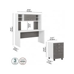 Office By Kathy Ireland® Echo 60"W Credenza Desk With Hutch & Mobile File Cabinet, Pure White/Modern Gray - Stylish Laminated Wood Office Furniture -Computer Office Desks Shop unnamed file 5980