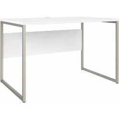 Bush Business Furniture Hybrid 48" W Laminated Wood Computer Desk with Metal Legs, White (HYD248WH)