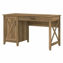 Bush Furniture Key West 54" Reclaimed Pine Computer Desk with Keyboard Tray & Storage | Laminated Wood Desk