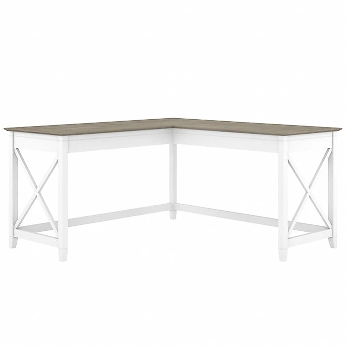 Bush Furniture Key West 60" L-Shaped Desk - Shiplap Gray & Pure White | Laminated Wood Office Desk 1 Bush Furniture Key West 60" L-Shaped Desk - Shiplap Gray & Pure White | Laminated Wood Office Desk
