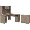 Bush Furniture Cabot 60" L-Shaped Desk with Hutch & Lateral File Cabinet - Ash Gray (CAB005AG)