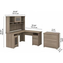 Bush Furniture Cabot 60" L-Shaped Desk with Hutch & Lateral File Cabinet - Ash Gray (CAB005AG) -Computer Office Desks Shop unnamed file 6057